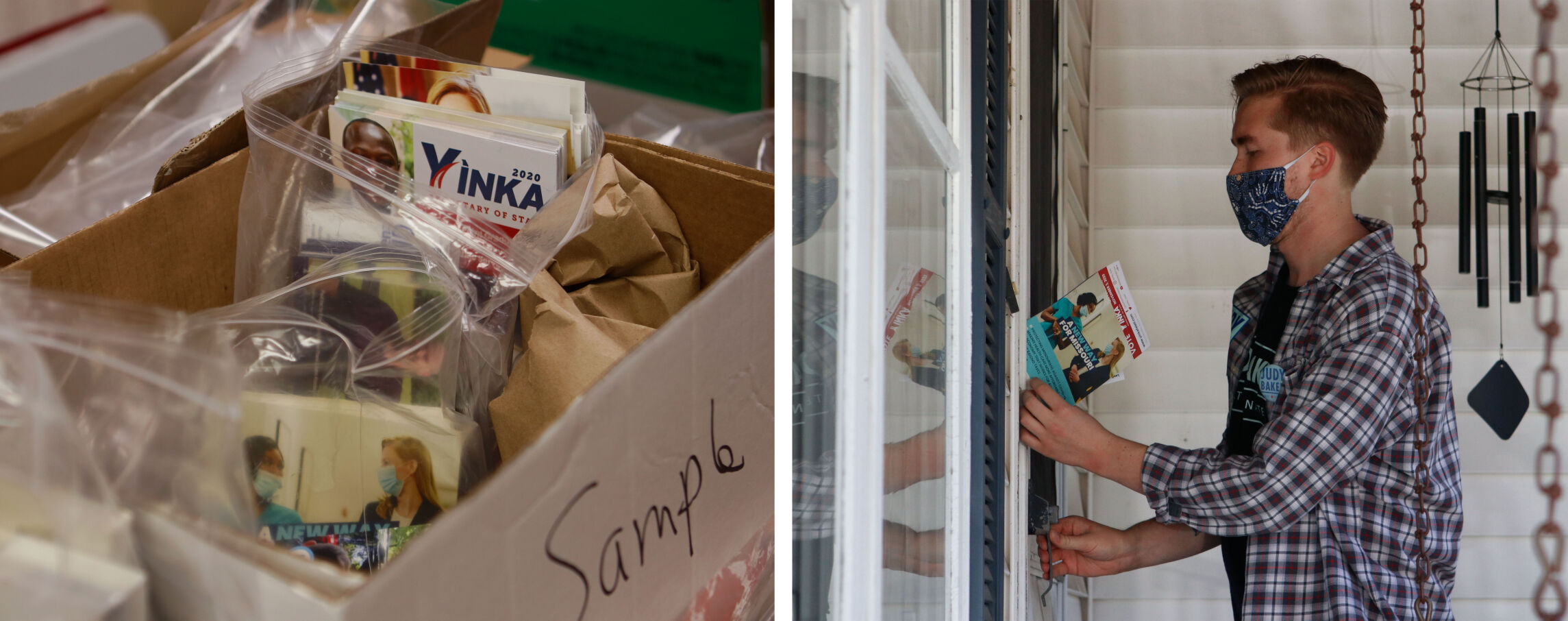 Packages of campaign information are organized by housing district, turf and door numbers (diptych)